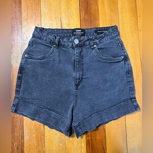 Cotton On High Rise Stretch Denim Shorts Women’s Size 8 US Graphite Black Gray